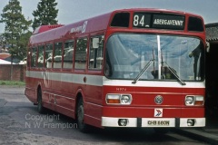 Red & White N974 (GHB680N) is seen at Hereford Bus Station. The slightly odd appearance of the 'H' on the registration plate is a result of the deterioration of the original transparency over the last 30 years!