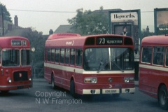 Western Welsh NS375 (KDW325P) was another vehicle that spent the first couple of years of its life on hire to Red & White. Here it is seen at Chepstow Bus Station, surrounded by its elders - and betters!! The 73 service from Cardiff to Gloucester had been a mainstay of the 1971 Bristol RESLs, so that a short National was at least a similarly sized replacement, but little compensation for the loss of the music of a Leyland 680 engined RE!