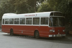 National Welsh ND5175 (KDW359P) was originally a WW vehicle, but was hired to Red & White as part of the swap affecting most of the 1975 NDs. Here it is working on the former Red & White service 39 from Hereford to Hay-on-Wye (the photo is at the latter), demonstrating Leyland National destination blind slippage. Hay-on-Wye is just in Wales, but the rest of the route, including part of the Golden Valley, is in England.