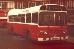 Western Welsh ND5275 (KDW360P) was another of the swapped NDs from the 1975 that went to Red & White from new. Here it is seen (just about!) in a very gloomy Cardiff Bus Station, working on the long service 73 to Gloucester.